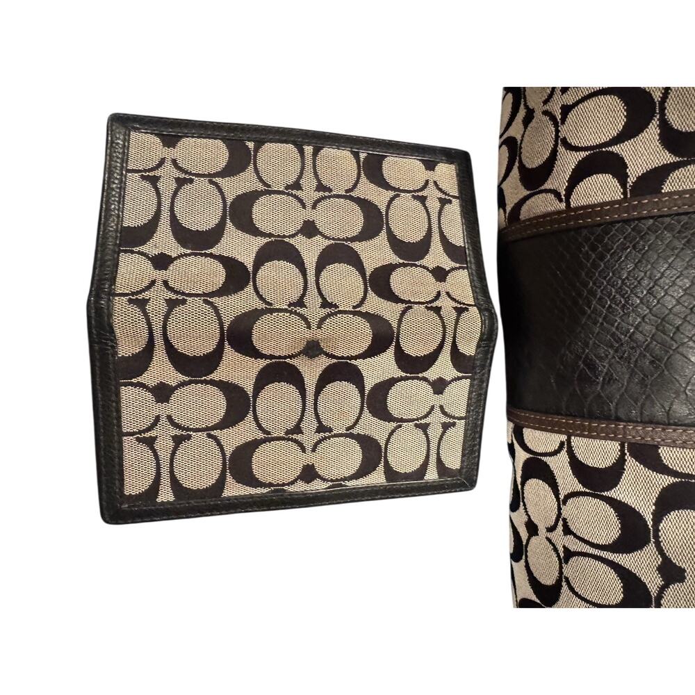 Coach Signature canvas tote bag with snake skin leather trim and leather strap - Picture 11 of 12